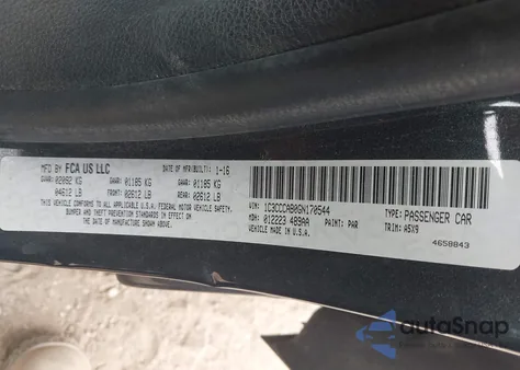 2016 Chrysler 200 Limited z USA, uszkodzony, nr VIN 1C3CCCAB0GN170544